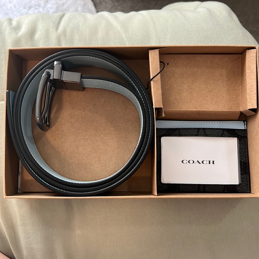 Coach Charcoal and Powder Blue Belt size 42